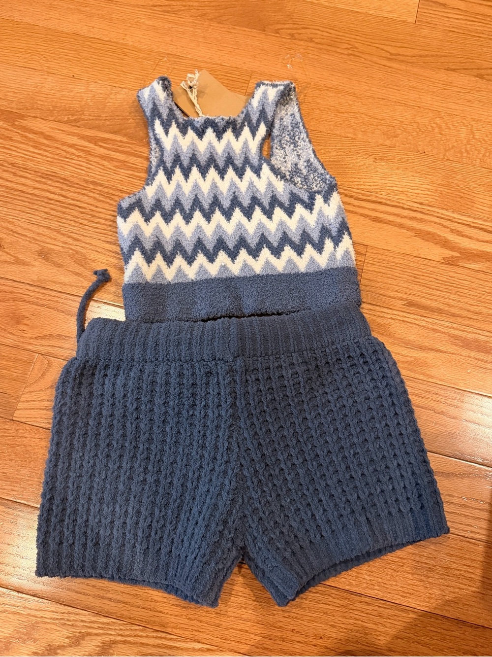 NWT POL Cozy Blue Chevron Fuzzy Lounge Set Soft Knit Size S - Picture 5 of 5